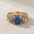 Exotic Ring with Blue Crystal Flower