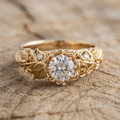 Golden Leaf Zirconia Ring