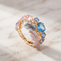 Vintage Exotic Feather Crystal Ring