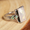 Vintage White Opal Silver Ring