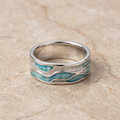 Turquoise Silvered Waves Ring