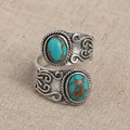 Elegant Vintage Turquoise Cross Band Ring
