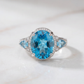 Vintage Silver Ring with Blue Crystal