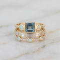Ocean - Vintage Blue Crystal Ring Set