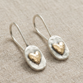 Vintage Silver Golden Heart Earrings