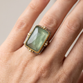 Vintage Green Glass Gold Ring