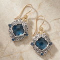 Vintage Blue Crystal Gold & Silver Earrings