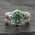 Rounded Green Zirconia Nature Silver Ring