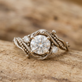 Elegant Silver Branch Zirconia Ring