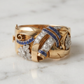 Vintage Gold Blue Zirconia Ring