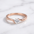 Vintage Rose Gold Solitaire & Round Diamond Ring
