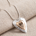 Vintage Silver & Gold Heart Pendant Necklace