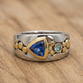 Dual Tone Sapphire Crest Ring