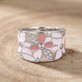 Vintage Pink Flower Silver Ring
