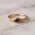 Golden Vintage Ring with Red Crystal