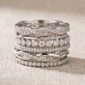 Vintage Layered Zirconia Silver Ring