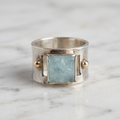 Vintage Green Square Moonstone Ring