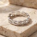 Twisted Silver Woven Band Ring