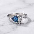 Vintage Silver Blue Trillion Stone Ring