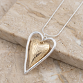Vintage Silver & Matte Gold Heart Pendant Necklace