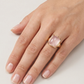 Vintage Square Pink Golden Ring