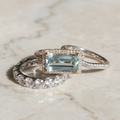 Vintage Silver Turquoise Glass Ring Set