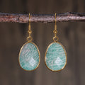 Sculpted Stone Gold Earrings