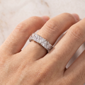 Vintage Silver Triangular Stone Eternity Ring