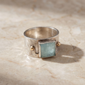 Vintage Green Square Moonstone Ring