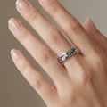 Vintage Silver Blue & Green Stone Wave Ring