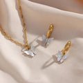 Butterfly Mother of Pearl Necklace and Earrings Set