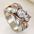 Sculpted Gold & Silver Zircon Ring