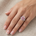 Exotic Silver-Plated Ring with Pink Flowers