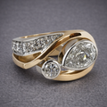 Vintage Zirconia Gold & Silver Irregular Ring