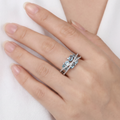 Silver Blue Gemstone Cross Ring