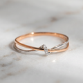 Rose Gold Silver Criss-Cross Ring