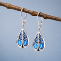 Silver Opal Tree Branch Earrings