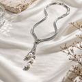 Mermaid's Treasure - Silver Multi Layer Long Necklace with Pearls