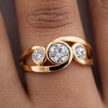 Vintage Gold-Plated Spiral Zirconia Ring
