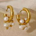 Pearl Crescents - 18k Hoop Earrings with Pearls
