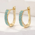 Turquoise Pavé Classic Gold Huggies