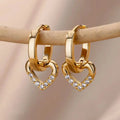 Hollow Zirconia Heart Earrings