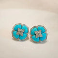 Sophisticated Silver Blue Flower Earrings