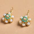 Vintage Turquoise & Pearl Medallion Earrings