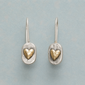 Golden Heart Silver Earrings
