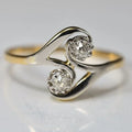 Vintage Zirconia Wavy Gold Ring