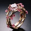 Elegant Crystal Pink Flower Ring