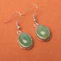 Vintage Oval Green Jade Earrings