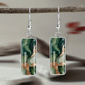 Minimalist Green Golden Abstract Earrings