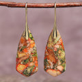 Boho Orange Green Floral Earrings